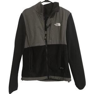 The North Face Women’s Fleece Jacket Black Gray Colorblock Zip Up Pockets Sz L